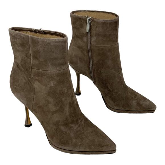 Vince Camuto Pitonnda Suede Heeled Leather Bootie Taupe Size 8.5 NWT $169 MSRP - Picture 2 of 7